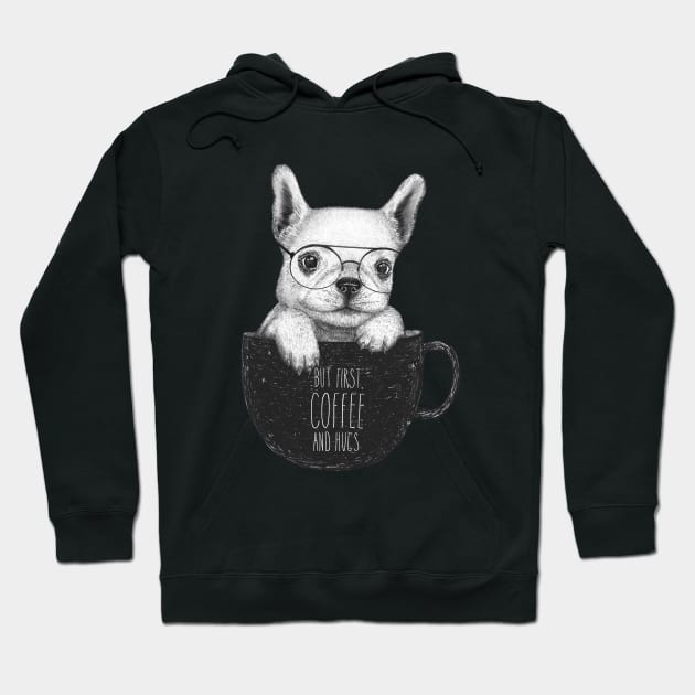 Pug with coffee Hoodie by kodamorkovkart